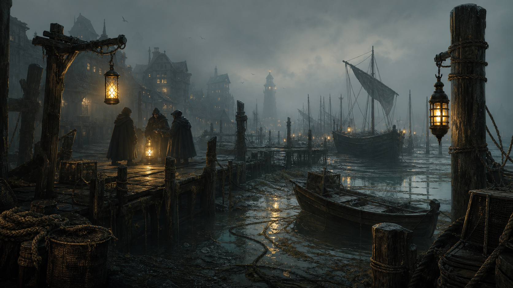 Docks at Low Tide mood artwork