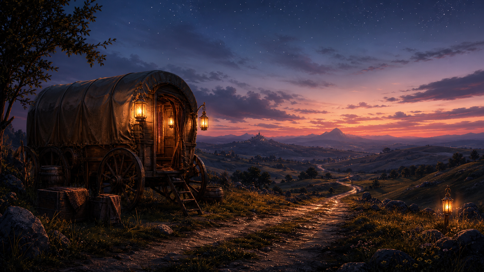 Wagon Lights at Dusk mood artwork